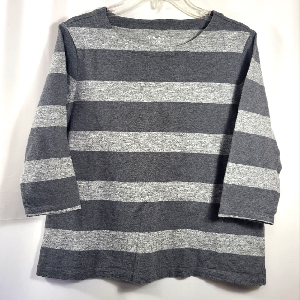 Croft & Barrow 2 tone gray striped top women's petite M #1604